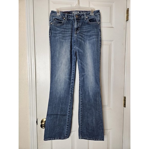 Rock 47 Wrangler Low Rise bootcut Jeans Womens  JUNIORS 7 x 32 Wngs - Picture 2 of 7